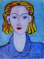 Mujer joven con una blusa azul, retrato de Lydia Delectorskaya, la secretaria del artista, 1939 fauvista